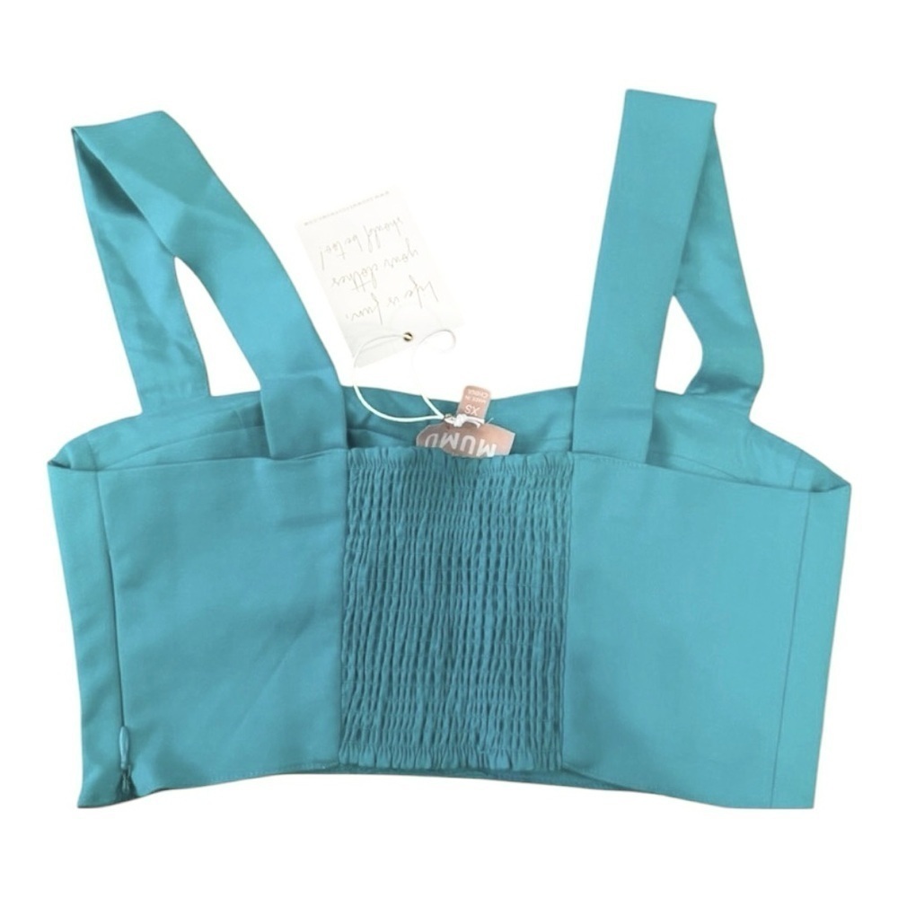 Show Me Your MuMu Sally Crop Top Bustier in Teal Size Medium - Picture 6 of 7